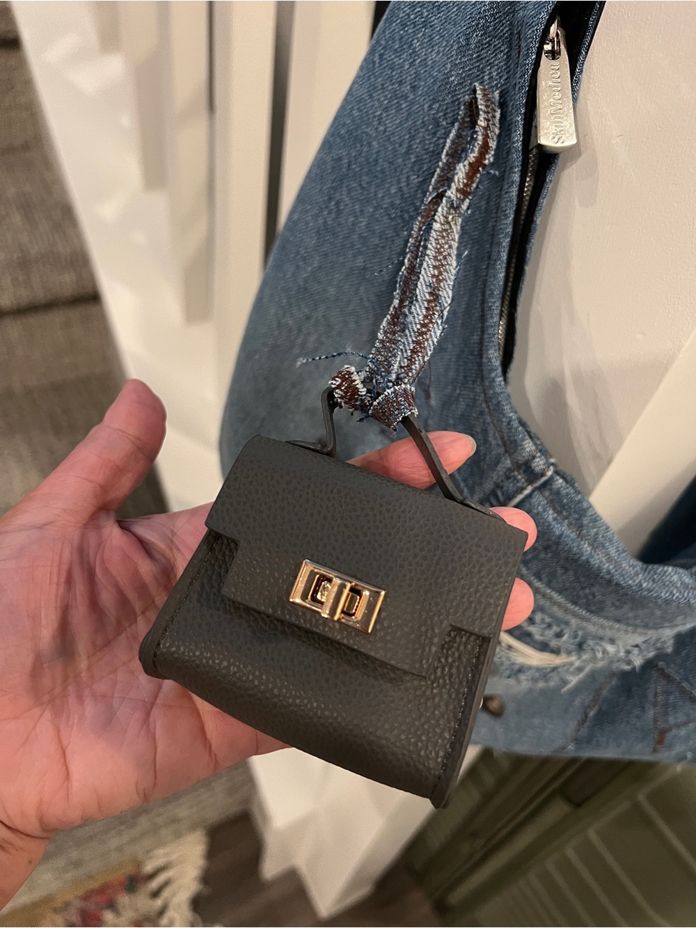 Structured Mini Crossbody Bag in Dark Gray with Gold Hardware New w/o Tag